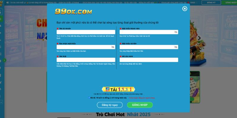 Cách Đăng Ký và Đăng Nhập Tài Khoản 99OK